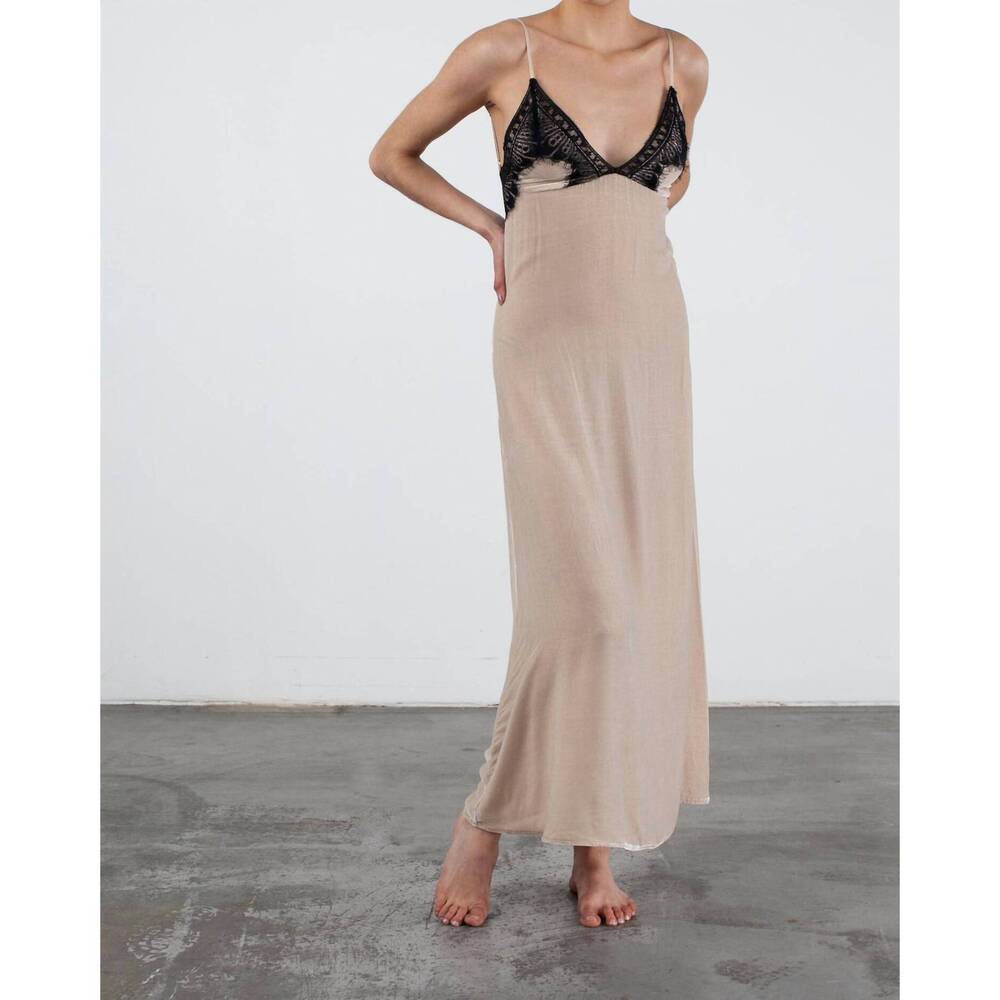 NEW SLEEPING WITH JACQUES freya slip dress in sand